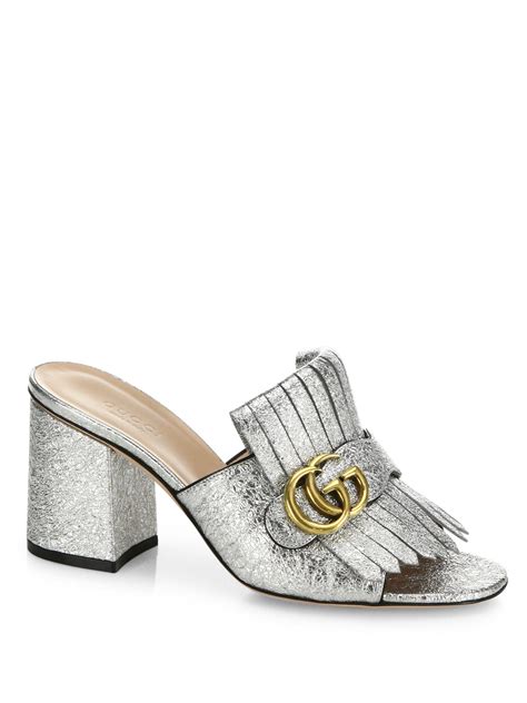 gucci metallic mules